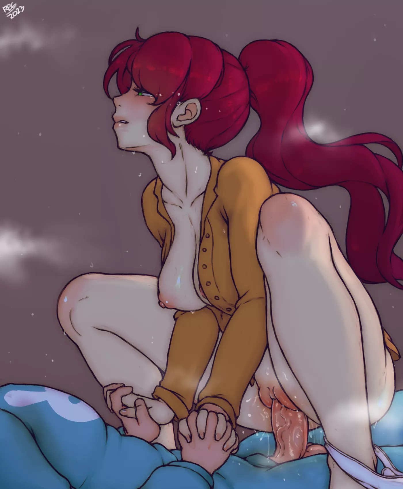 Pyrrha riding Jaune (Randomboobguy)[RWBY] posted by GrimTwin