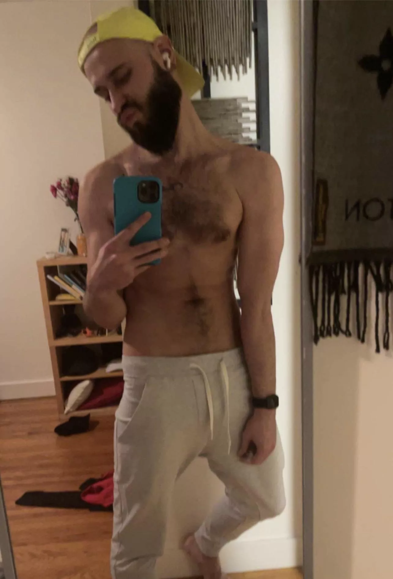 So I bought some grey sweat pants… maybe it’s the lighting 😈😈 posted by bearded_otter4u
