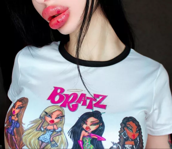 Big lips after injection, perfect lip volume and favorite T-shirt by Allison_Jae