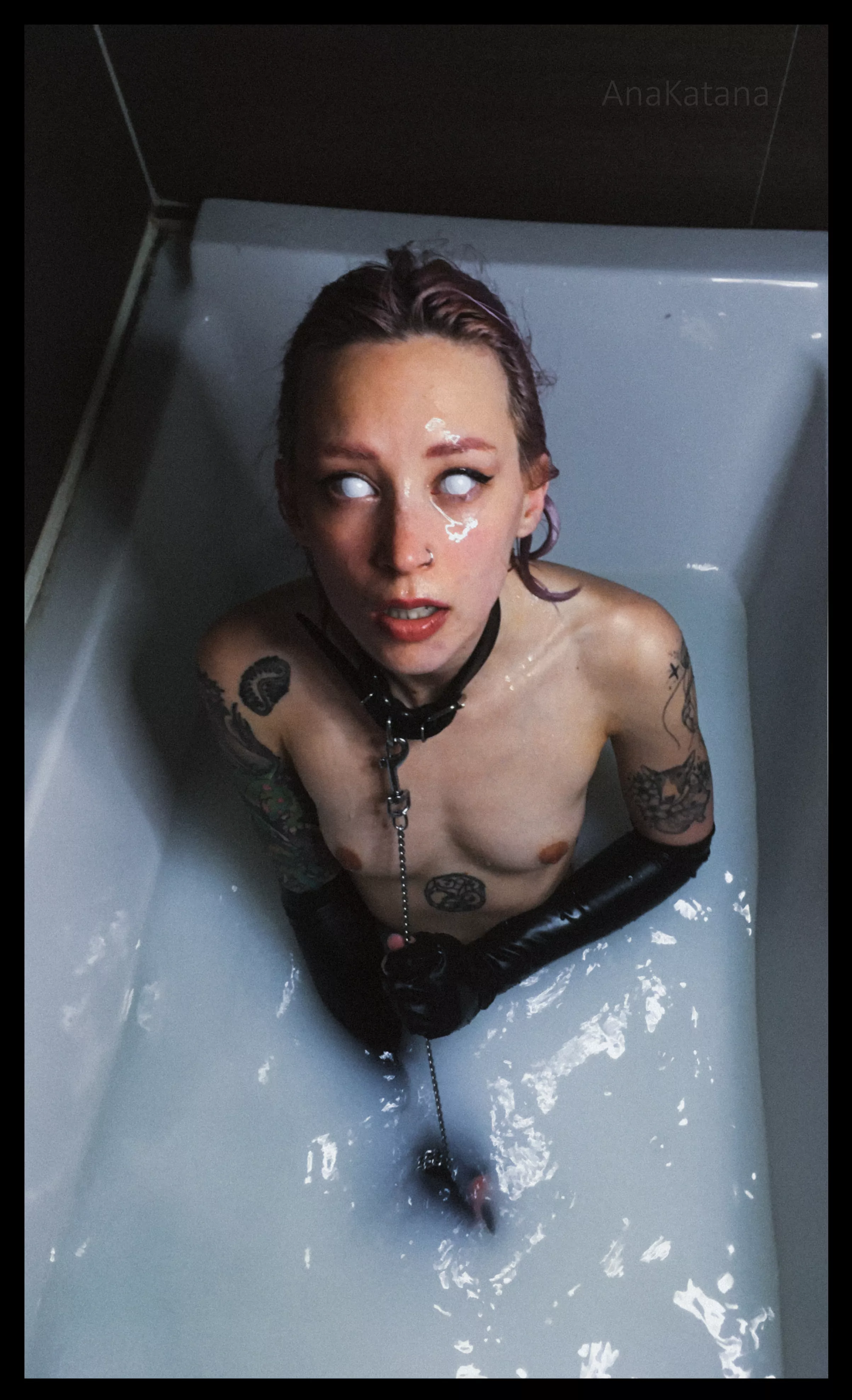 Blinded, leashed and covered in cum! posted by Ana-Katana