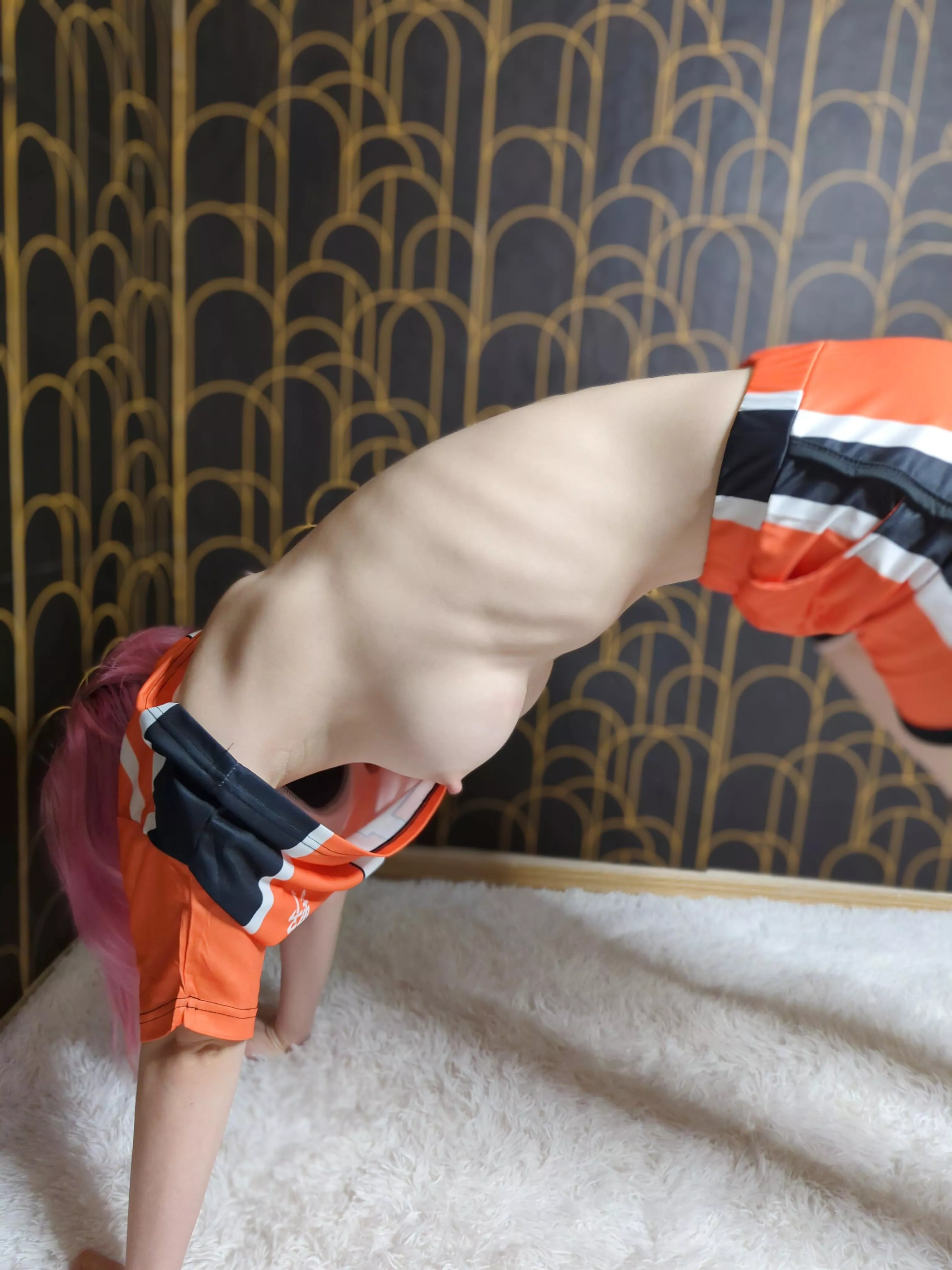 I did this weird stretching pose earlier..lol posted by NinjaPawsie