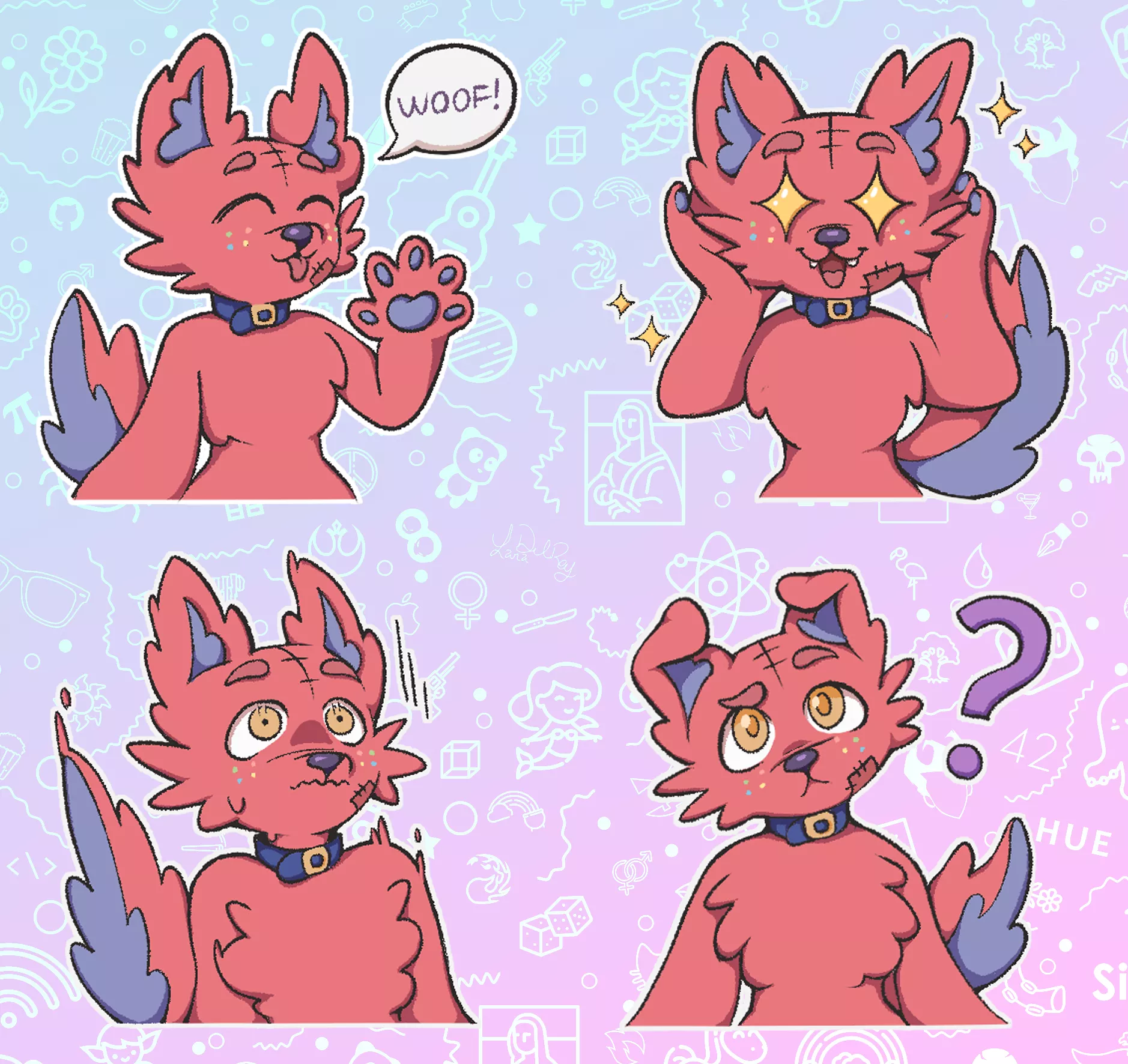smoll stickerpack :3 (art by me, commissions open!) posted by diskopaws