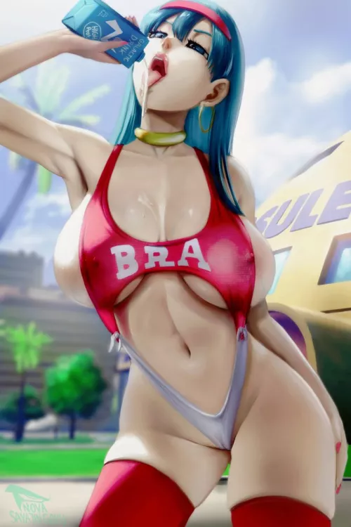 Bra refreshing herself (NovaSayajinGoku) [Dragon Ball] by Kuro-Oji