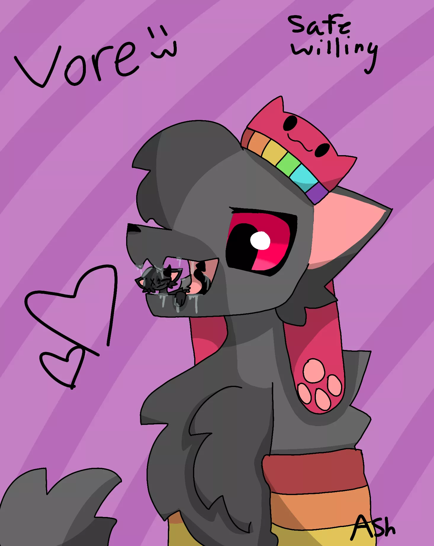 {image} First ever vore art^^ my og characters, Blitz and Ash! [safe] [willing] posted by MeadowYT