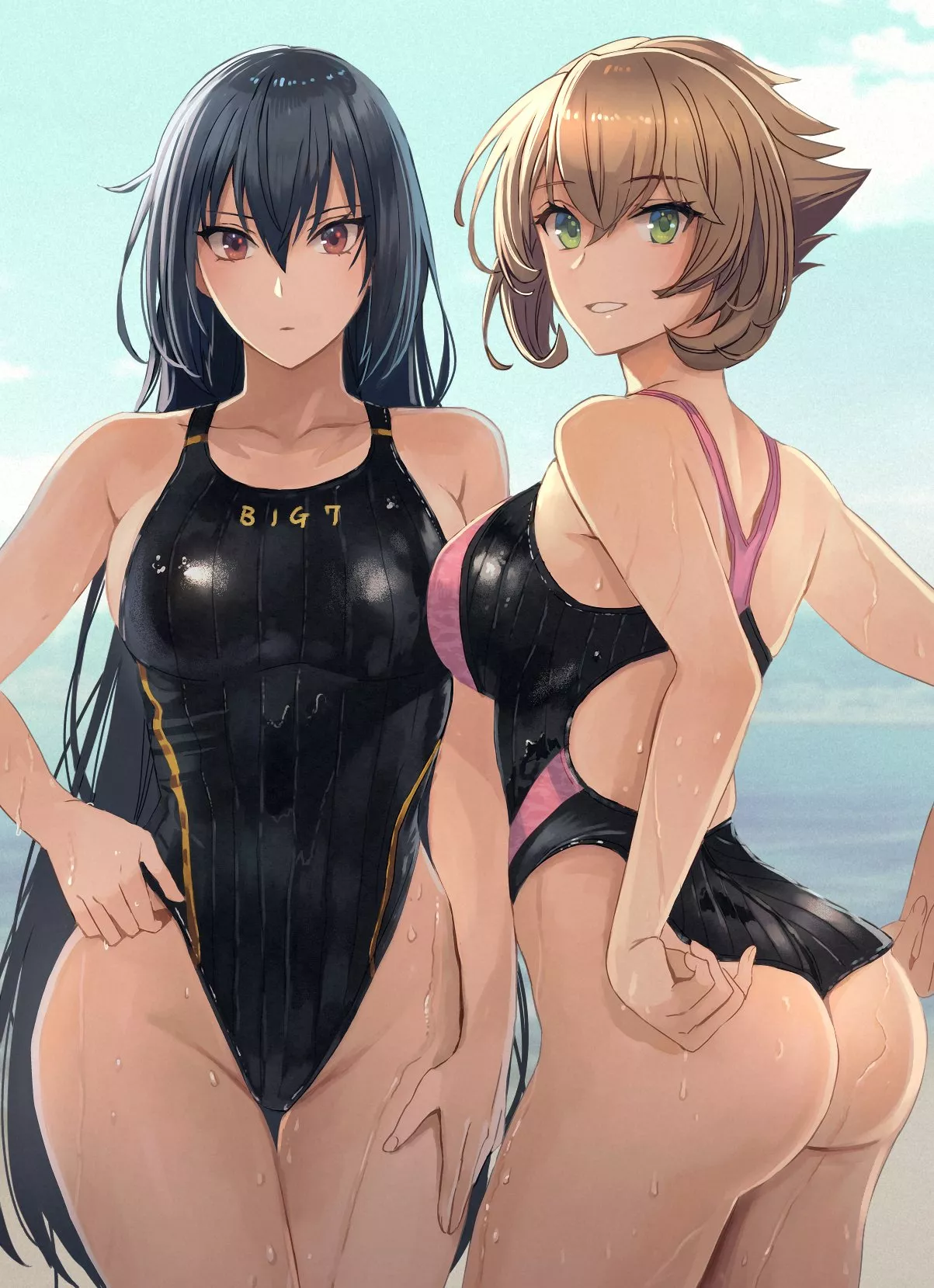 Nagato & Mutsu in competition swimsuits [Kancolle] posted by namiaiman