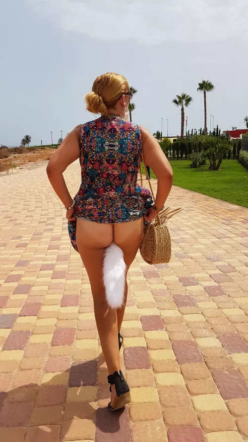 SO exciting to wear it out all day! And people can see and wonder, as it is lower than my skirt! But you boys now know it is up my ass! by kittydiamond198