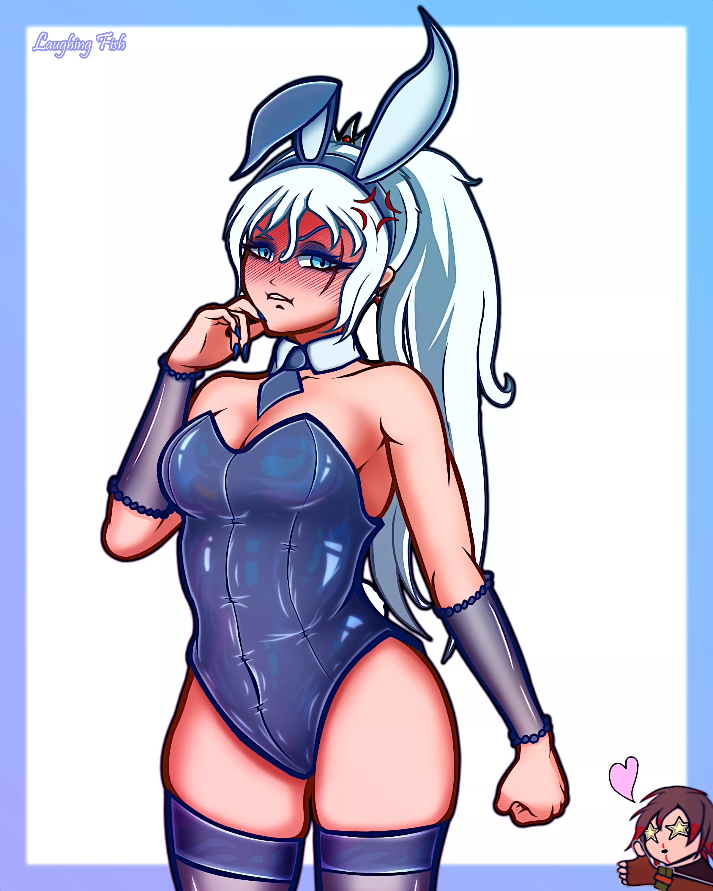 My attempt to draw Weiss (reluctantly) dressed as a bunny girl for her dolt [Laughing_Fish] posted by Laughing_Fish