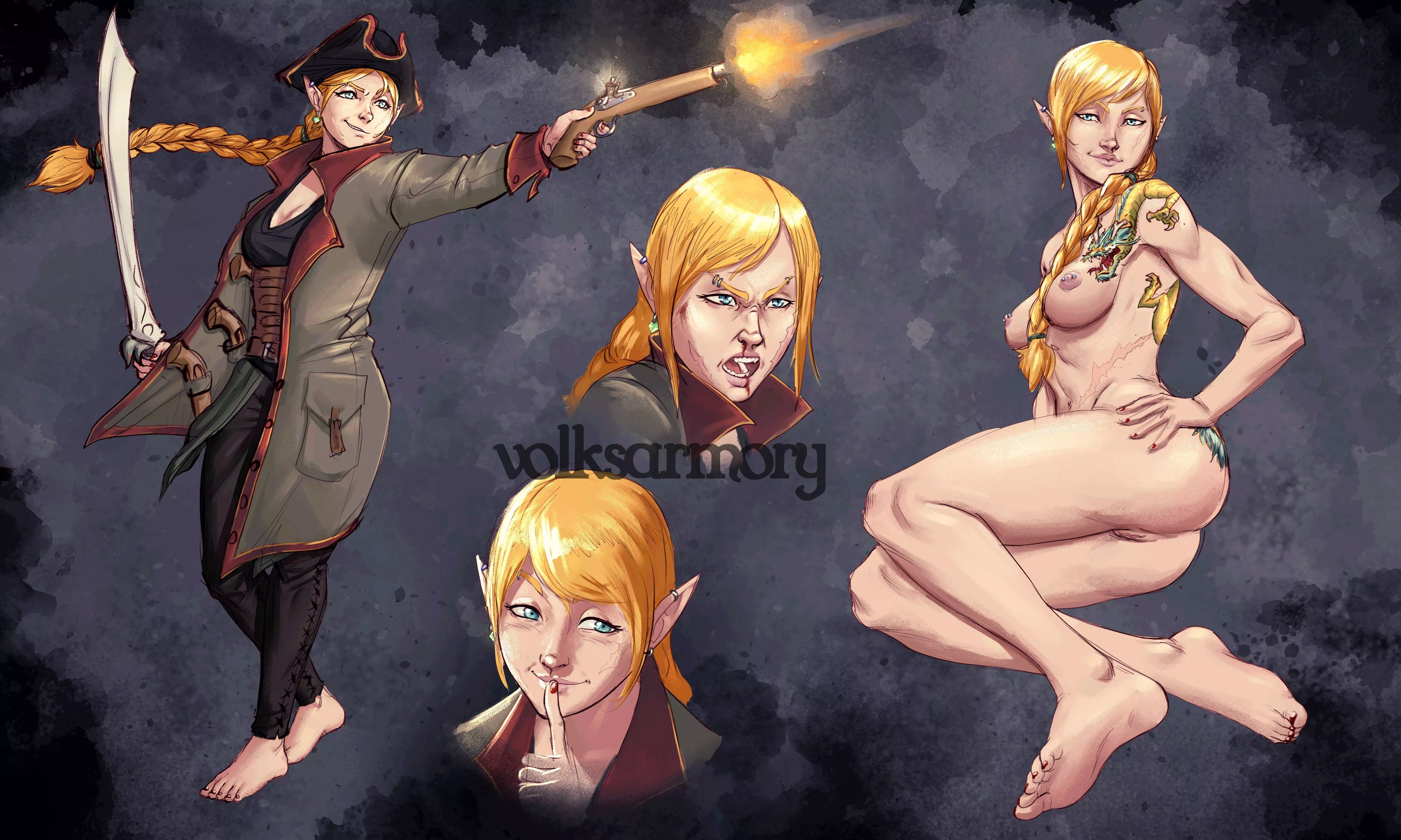 Another ref sheet with a additional nakey full body, this one is a commission tho posted by SrVolk