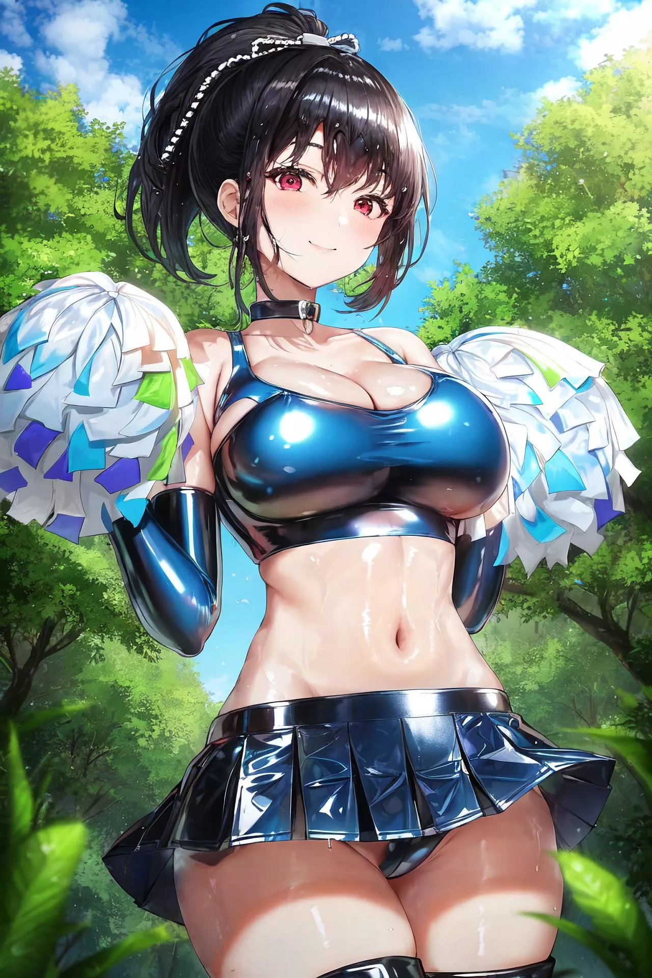 Blue Latex Cheerleader posted by CheetahSperm18