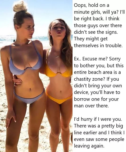 Chastity Fantasy: Caption 207b. That beach has seen some hefty fines, to be sure. posted by wellhowaboutmaybe
