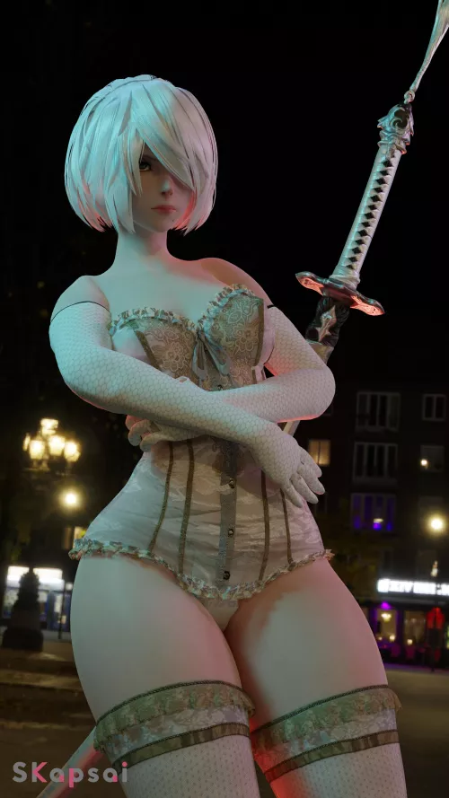 Corset 2B in Modern City by PiSedLettuc