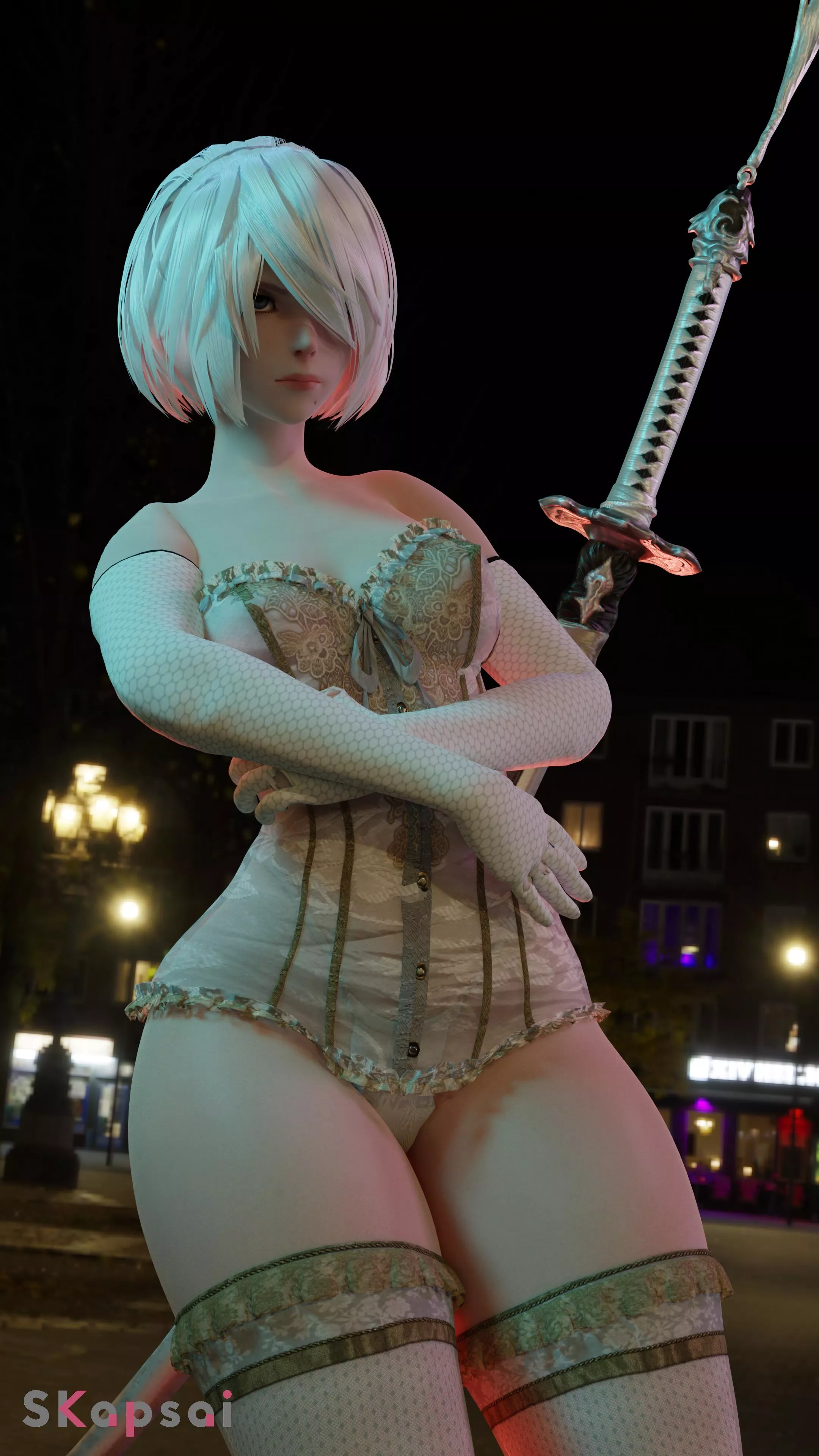 Corset 2B in Modern City posted by PiSedLettuc