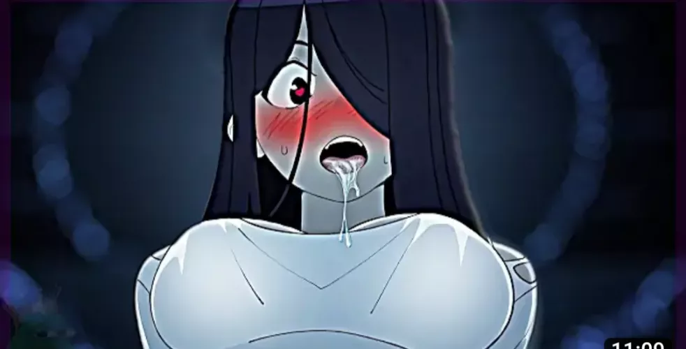 LF color source: 1girl, black hair, heart eyes, blushing, white shirt, grey skin, by Ill_Duty9824