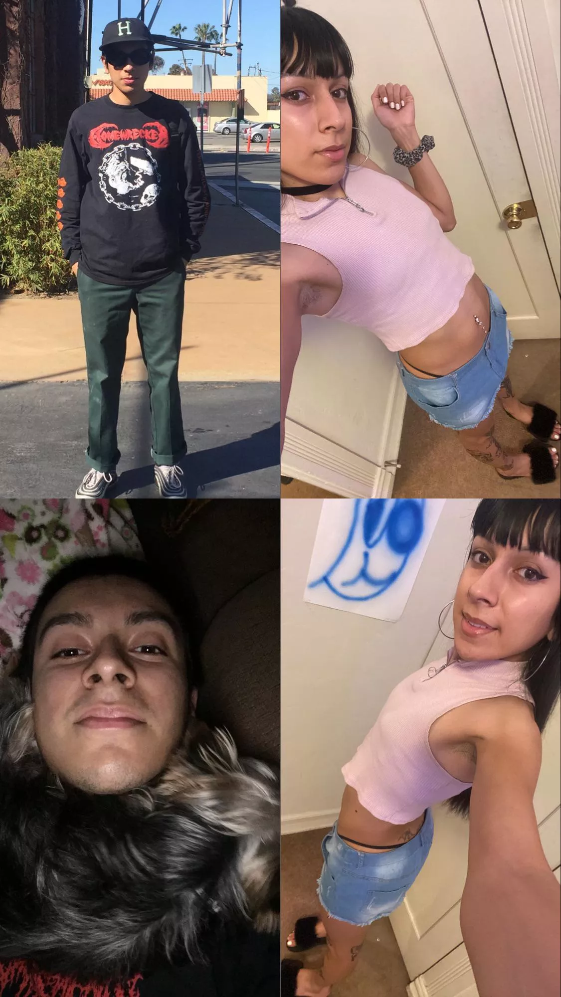 Me in 2019(21) vs pics taken today I went from skater boy to trans bimbo💅 (MtF 24) posted by aria-xxx