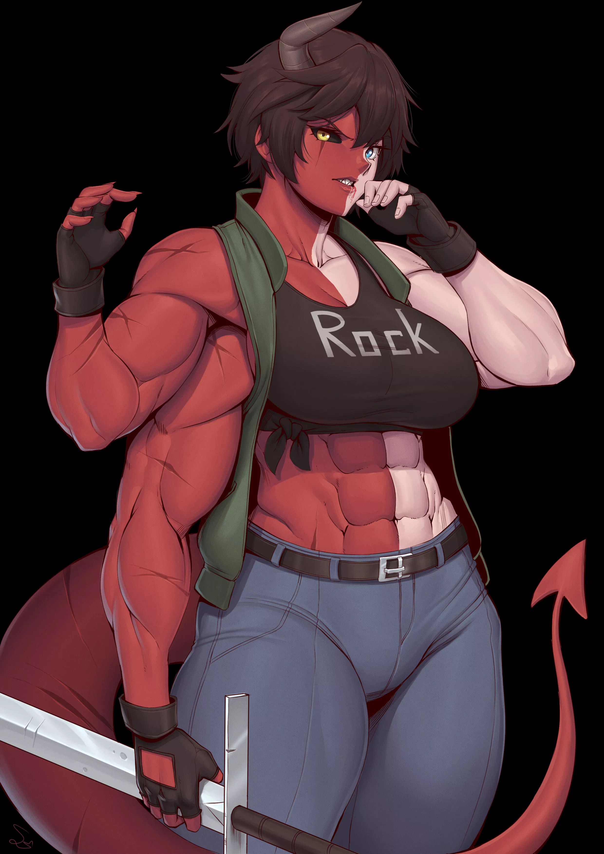 Muscular demon girl [Artist: SpeedL00ver] posted by ComaOfSouls