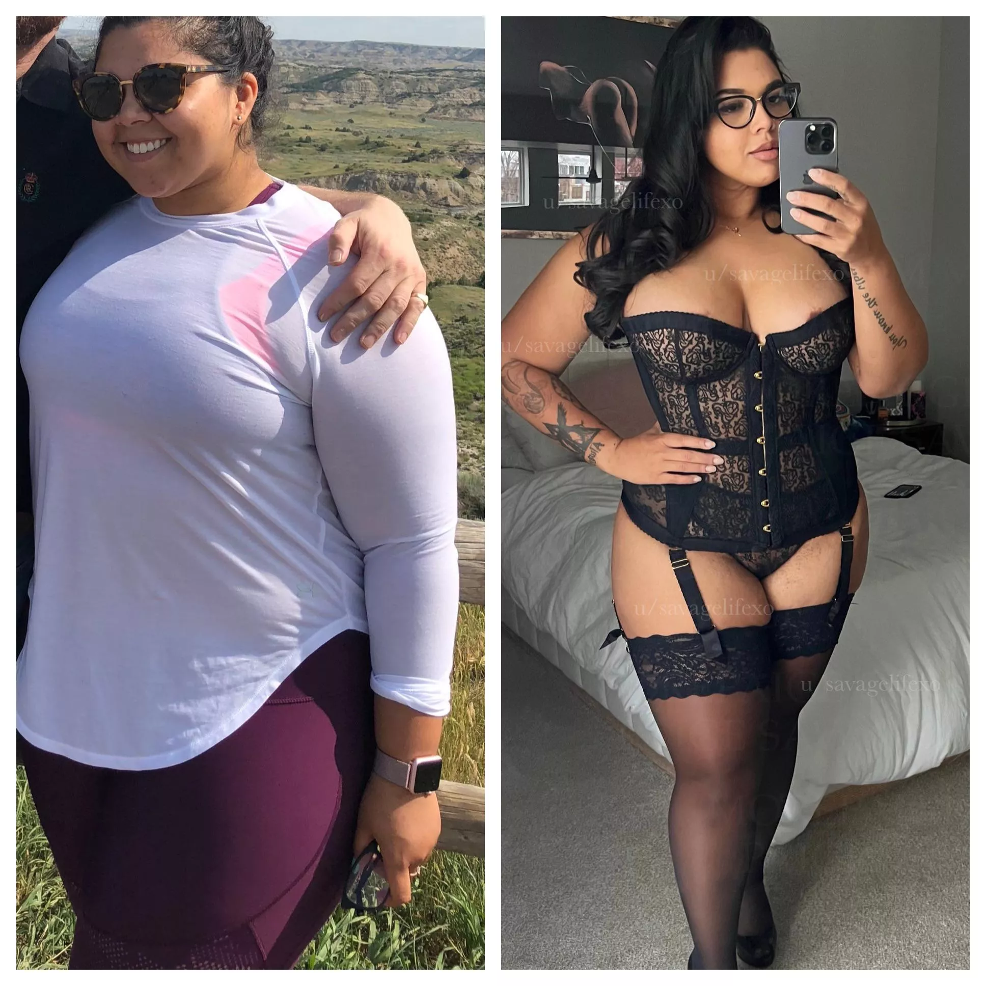 So proud of this 2 year transformation. Maybe a little more filler, a hundred more CCs and drop another 20lbs to be perfect. Thoughts? posted by savagelifexo