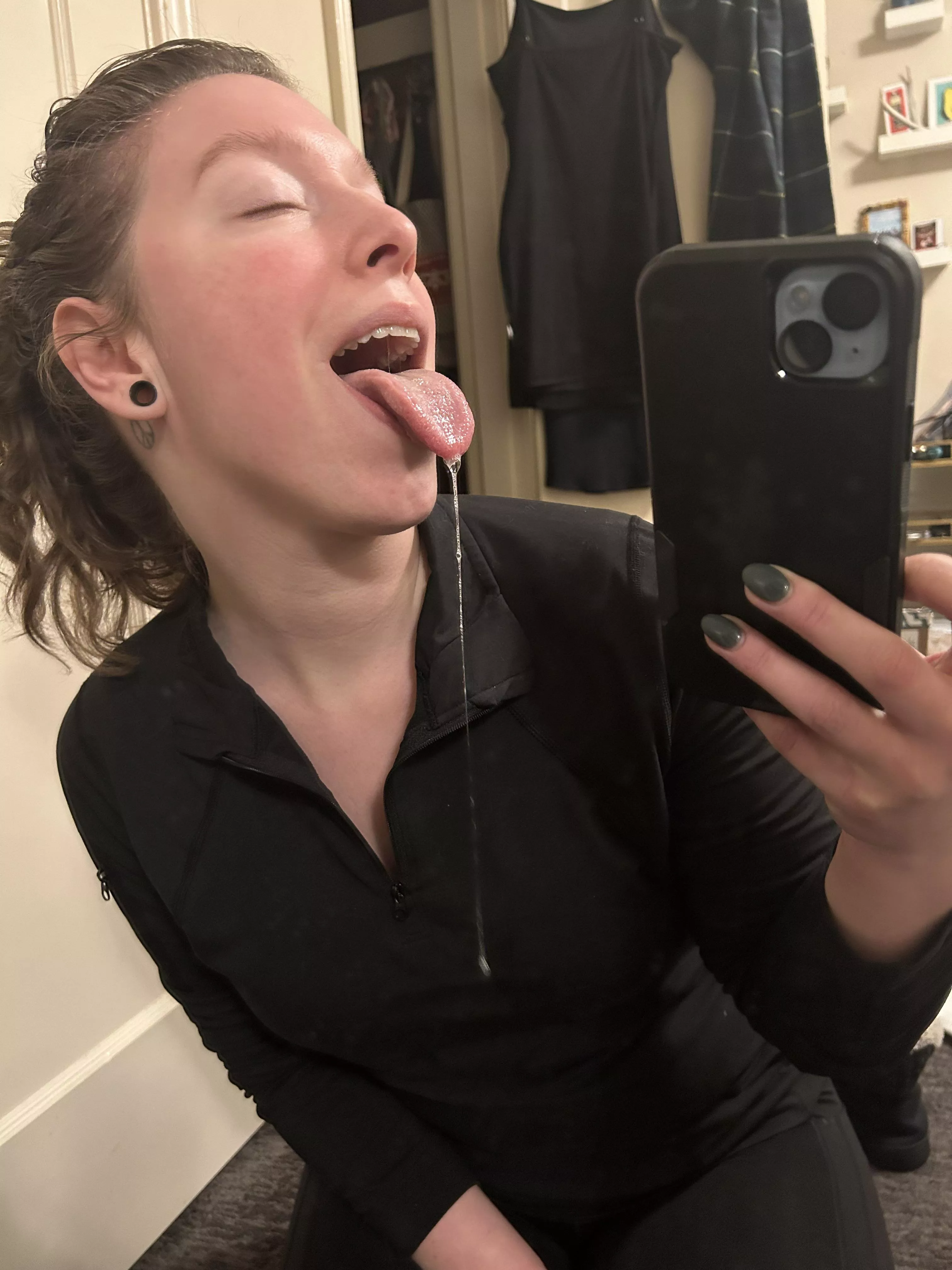 Tongue out and dripping… posted by -perky_peaches-