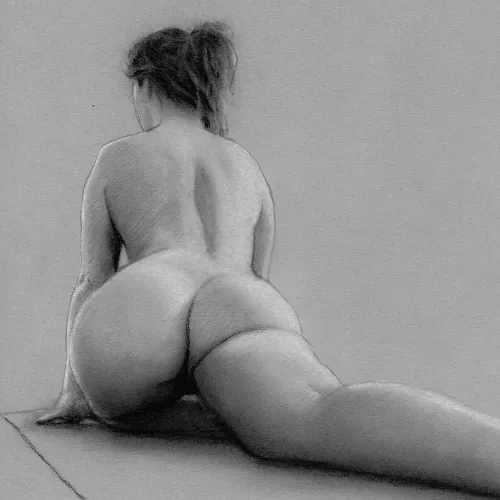 Yoga, charcoal pencil drawing by ScotchFinger01