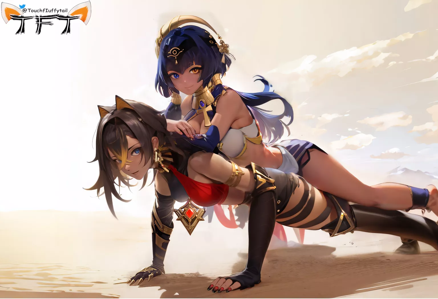 Dehya and Candice working out posted by TouchFluffyTailss