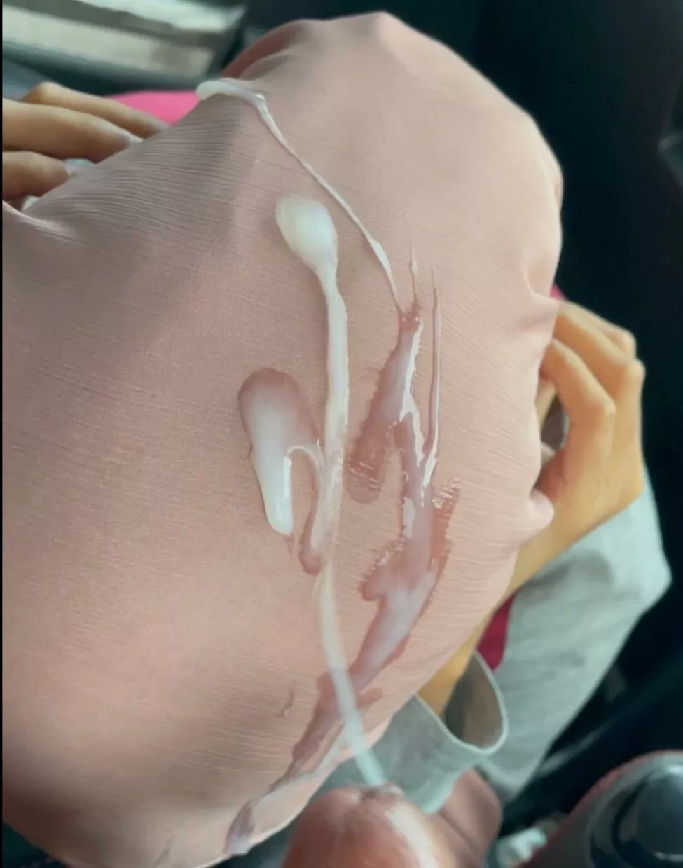 We didn't want to make a mess im the car. So him came on my hijab! posted by RReviens