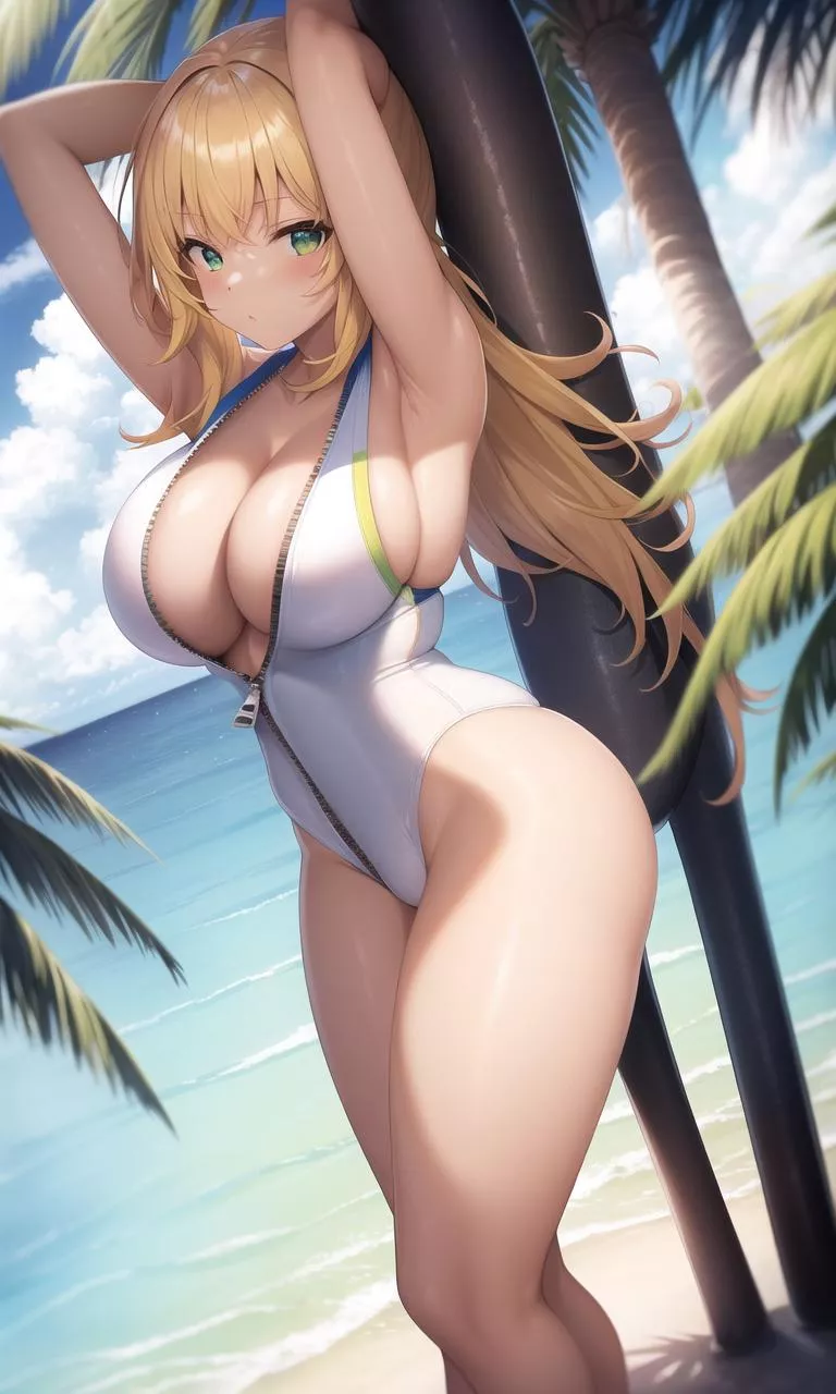 White Zipped Swimsuit posted by CheetahSperm18