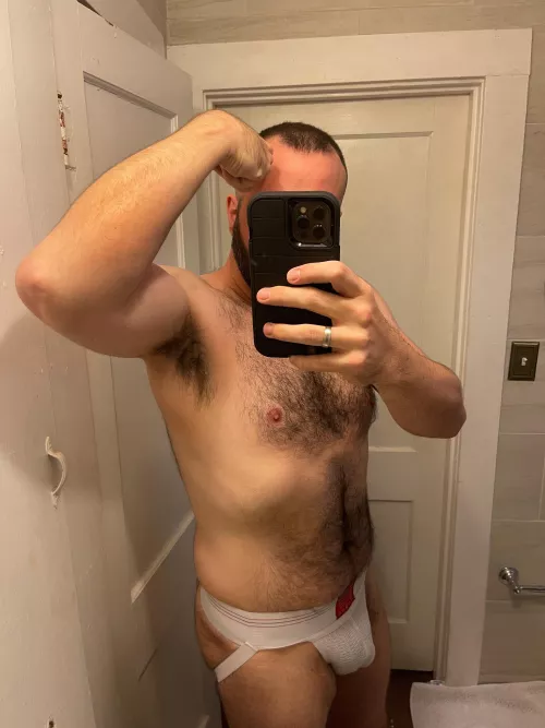 40, 6’4”’, 210 in Texas. This was after today’s workout. I have a few favorite jockstraps I like to wear because I like the support and tightness. Would anyone want me to post them? by wftxguy