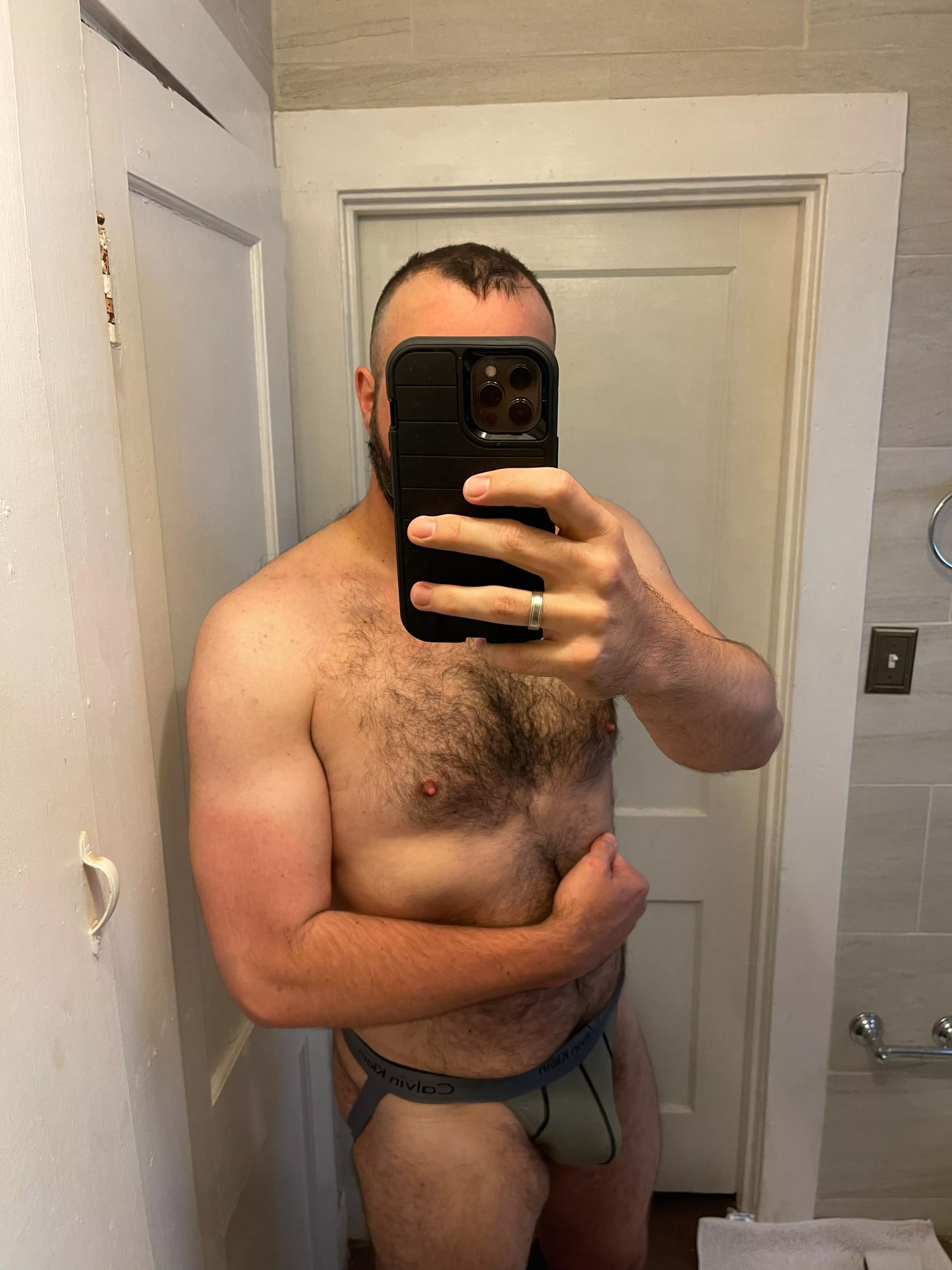 [40] 6’4” 210 lbs….married dad in Texas here. A quick pic before my shower after my 6 am without posted by wftxguy