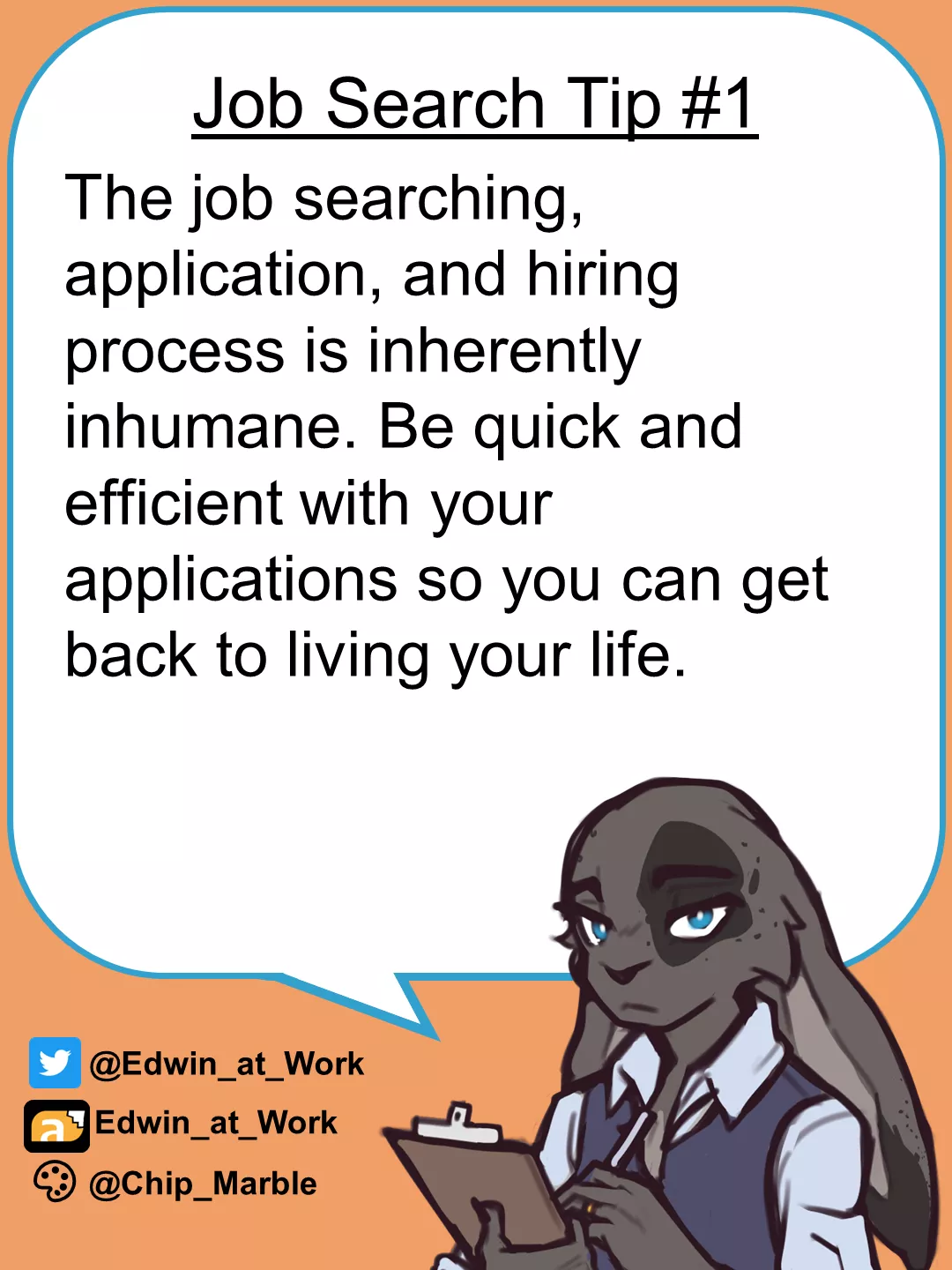 Job Search Tip 1: Edwin@Work, Job Coaching for Furries posted by Edwin_at_work