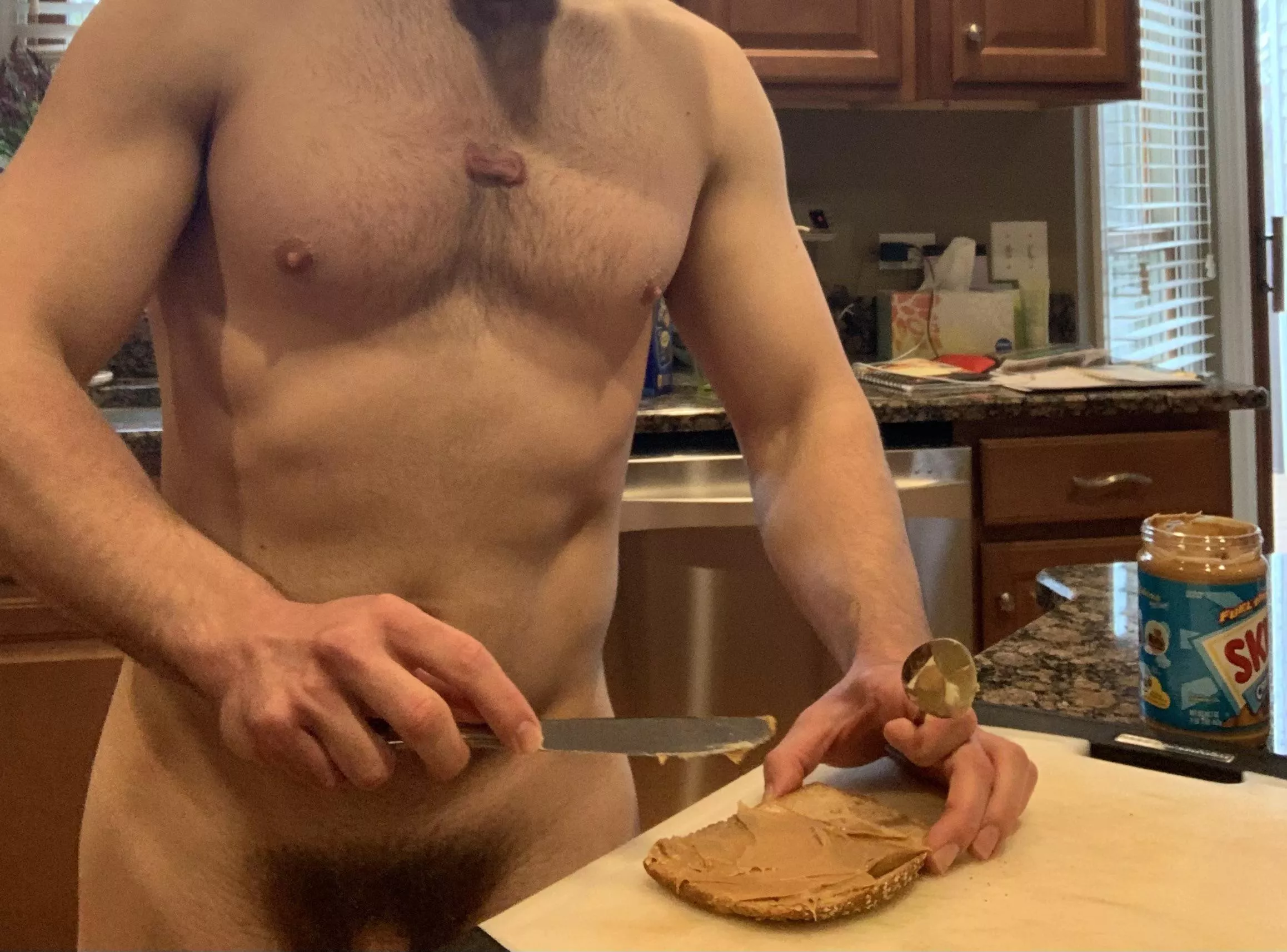 [M] PB sandwich snack before the heavy lifts. posted by NatureGuy2