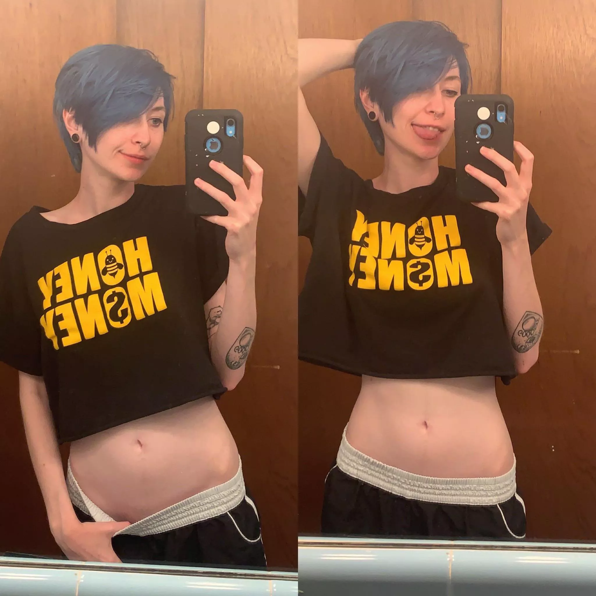 my tummy looks cute in this crop top🖤 posted by dejectedwraith