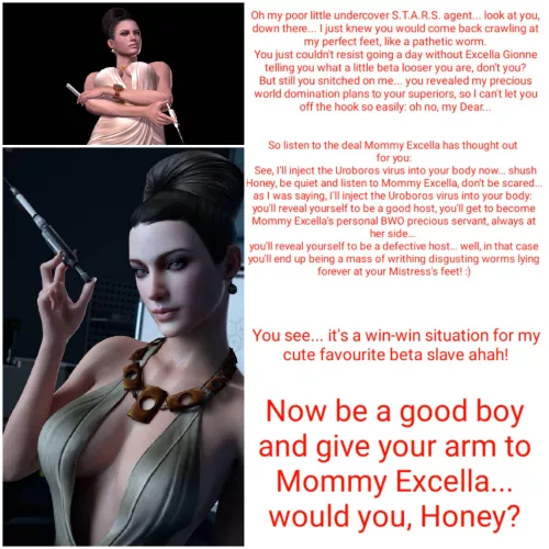 Excella Gionne makes you an offer you can't refuse... [Resident Evil 5] [Femdom] [Humiliation] [Transformation] [Artists: 上的DieKnowing (Twitter) & AlienAlly (DeviantArt)] by tyne_tyne