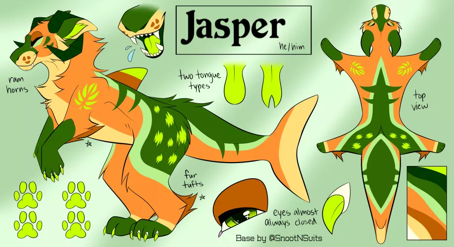 I finally finished my fursona! Meet Jasper!! by DynablineCorqui