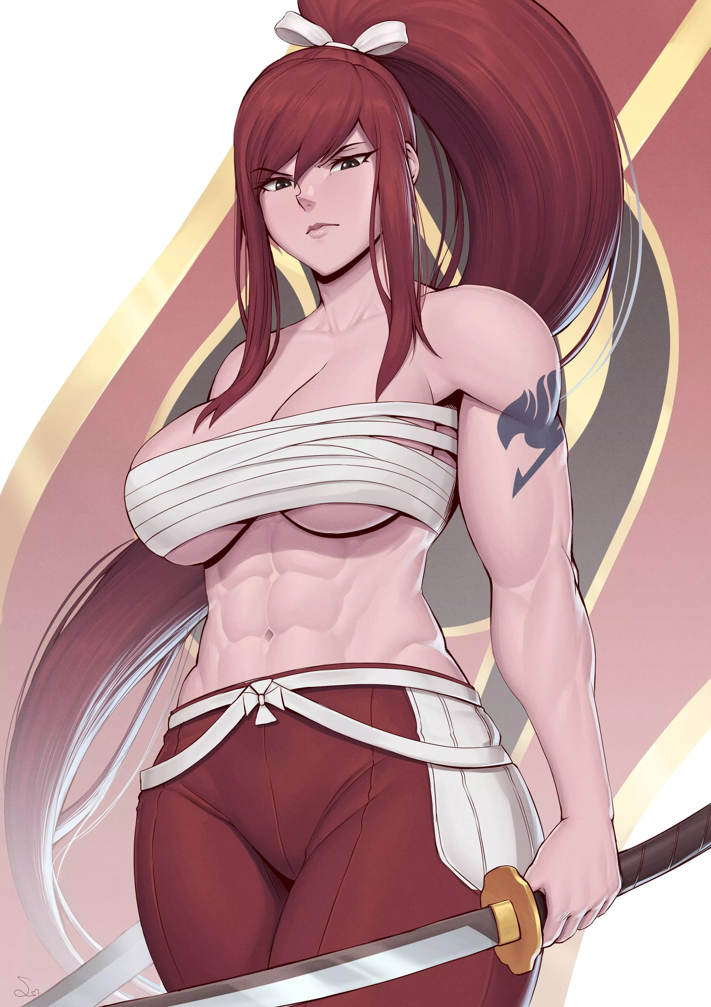 Muscular Erza Scarlet [Artist: SpeedL00ver] posted by ComaOfSouls