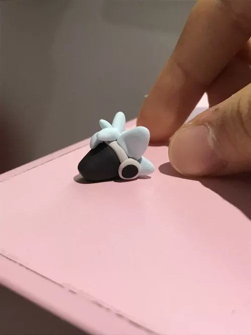 Protogen head base from clay, finger for scale by Slate_waffle