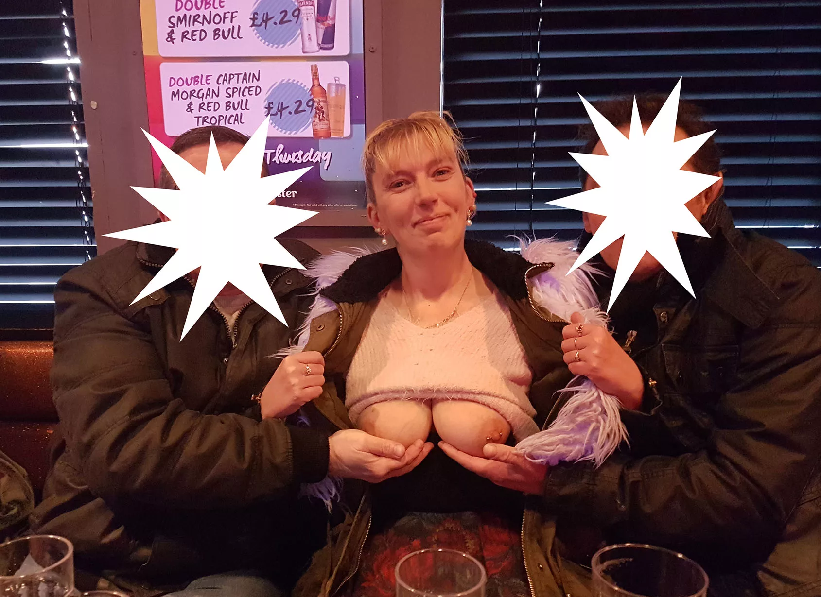 I got caught flashing my tits in a bar, and the 2 men asked if they could have a feel... so i said yes posted by kittydiamond198