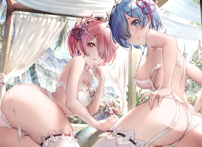Rem and Ram in lingerie by mostmin