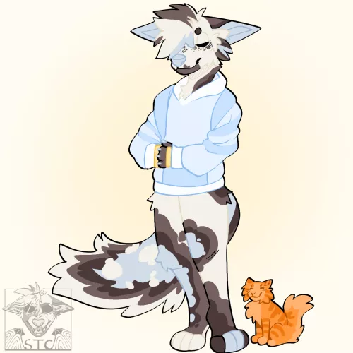 Some fullbody practice ft my babs Socks and one of their cats TT (Art by me!) by SpookyTheCalico