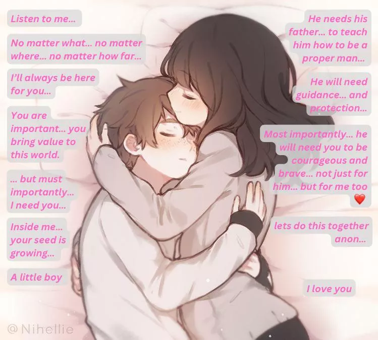 After finding out the gender of your baby, you get scared but your gf comforts you with words of wisdom…[Wholesome] [NoSex] [Encouragement] [Holding] [Pregnant] [Safe] [Protective] [Cuddle] Artist: Nihellie (Instagram/Twitter) posted by peachyqueen45