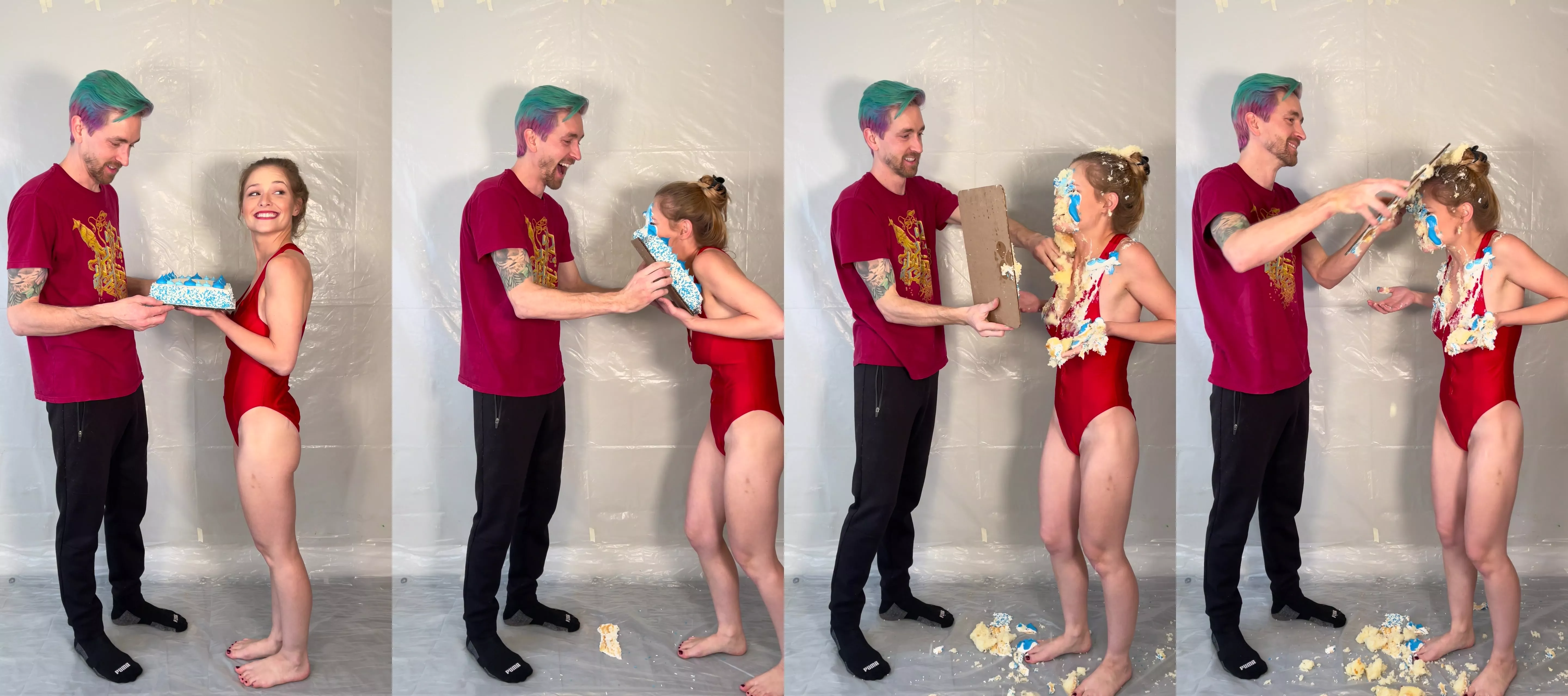 Cute Eliza with Slimed Models gets a really pretty cake smushed on her posted by _Anonymous_Account_