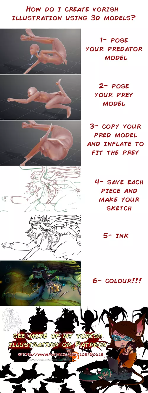 {image} very quick montage on how I make vorish illustration using 3d by MousyLou91