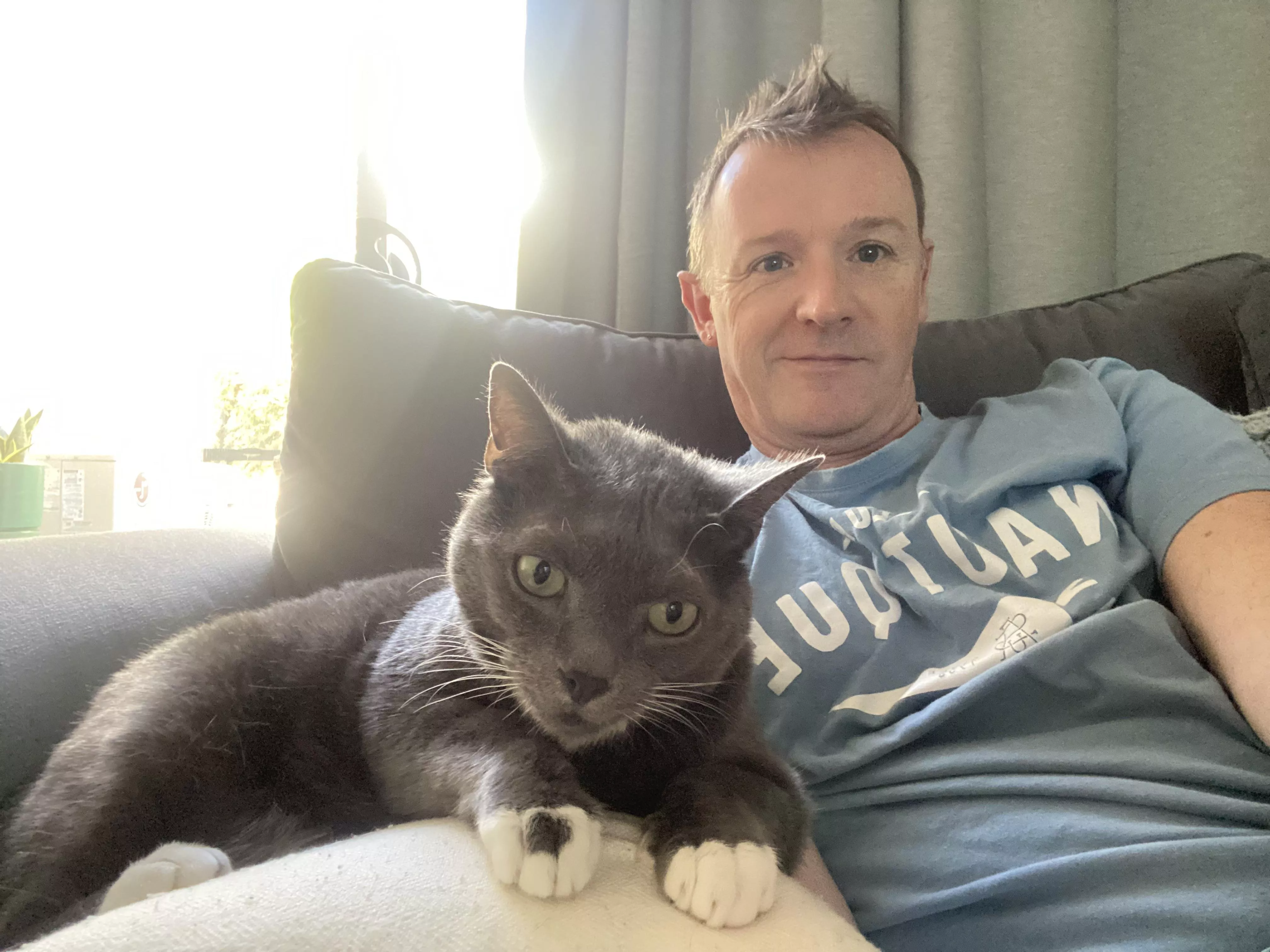 Was with my parter 21 years until he got bored… nobody wants to date anymore 🤷🏼‍♂️ Looks like Oli and I just have to snuggle each other 🐱 posted by Unique-Lime-2283