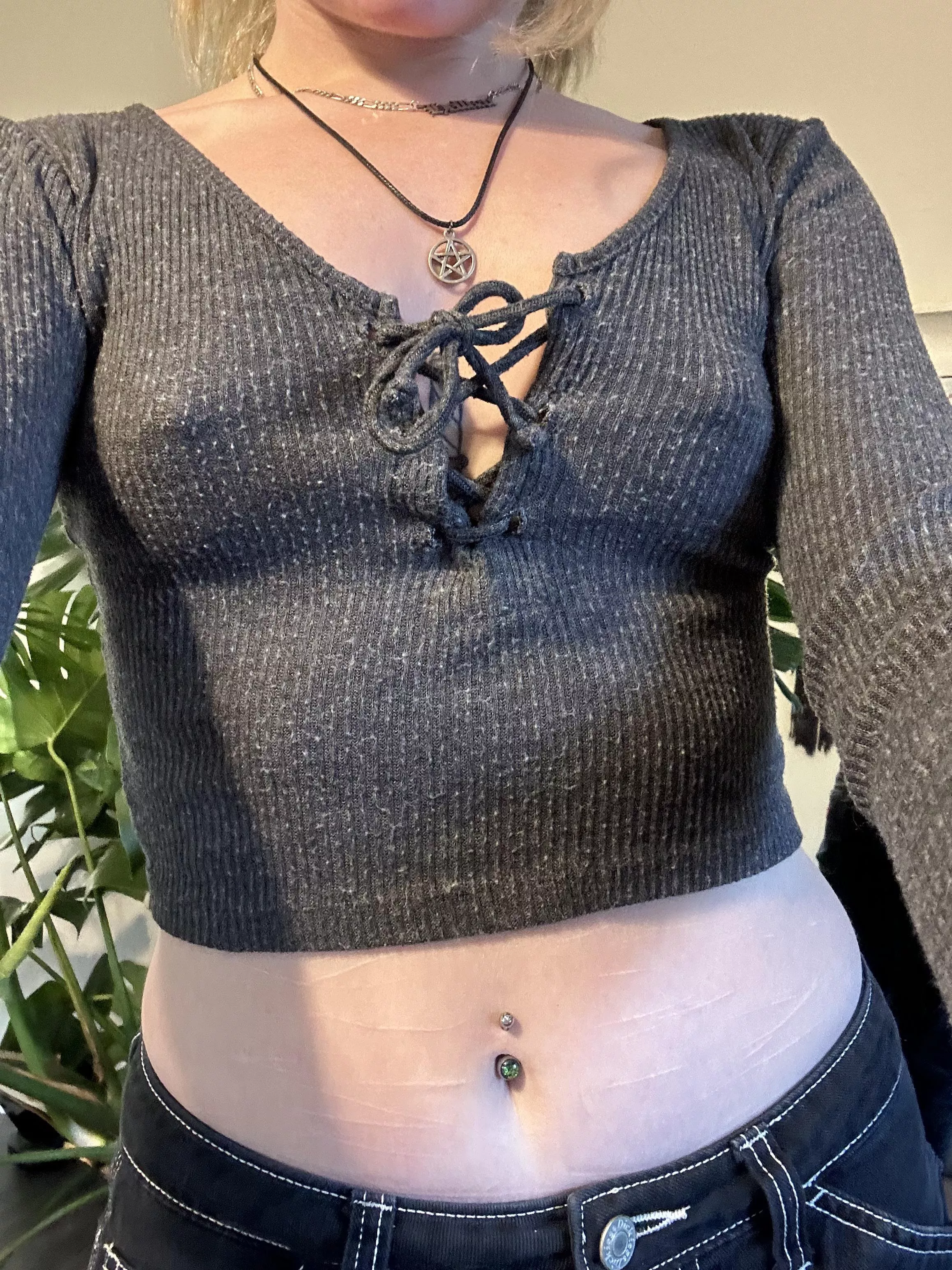 grey crop top posted by Hellikat