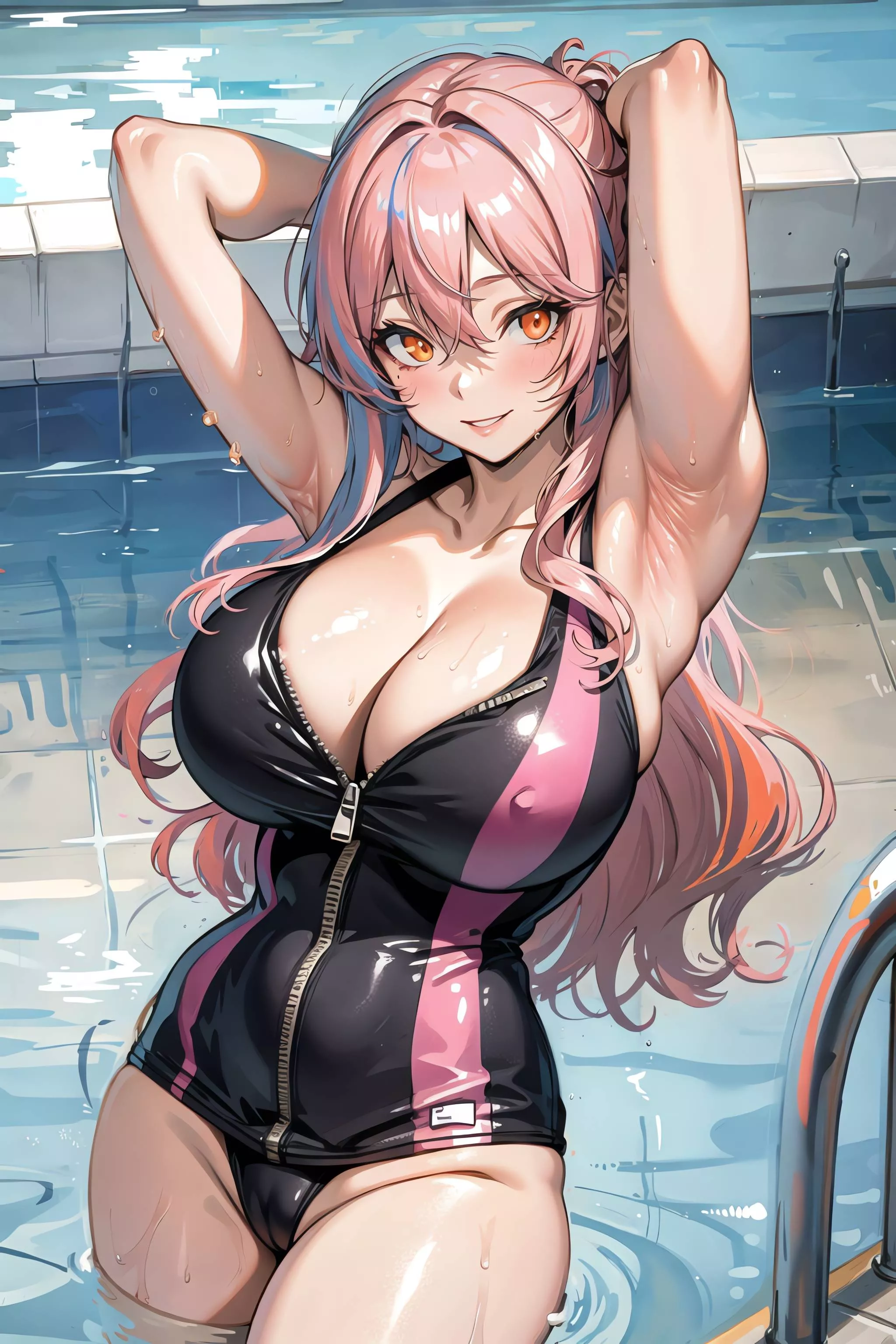 Black/Pink Zipper Swimsuit posted by CheetahSperm18