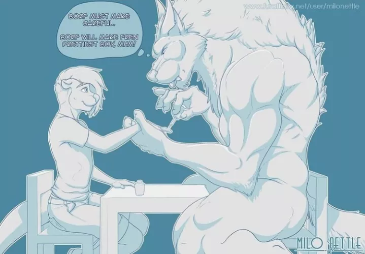 Borf, A massive muscular werewolf with a childish and innocent personality that wants a friend by Mr_Werewolf_OwO