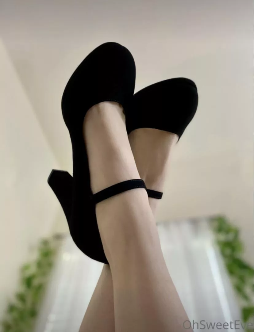 Suede pumps with a little black strap 🖤 posted by OhSweetEve