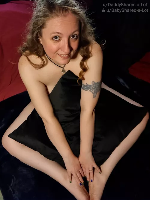 Trying to look all innocent... but like her cushion.. she likes being filled... by DaddyShares-a-Lot