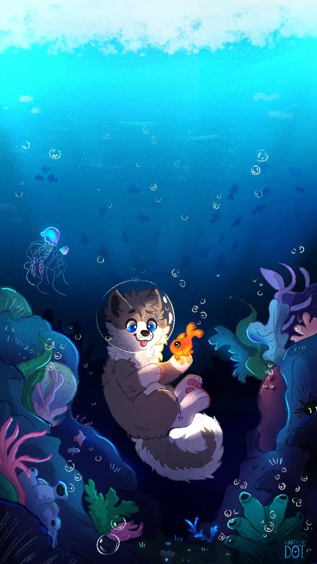 Under the sea 🎵 (YCH!) / @artisticdot on twitter posted by artisticdotuwu