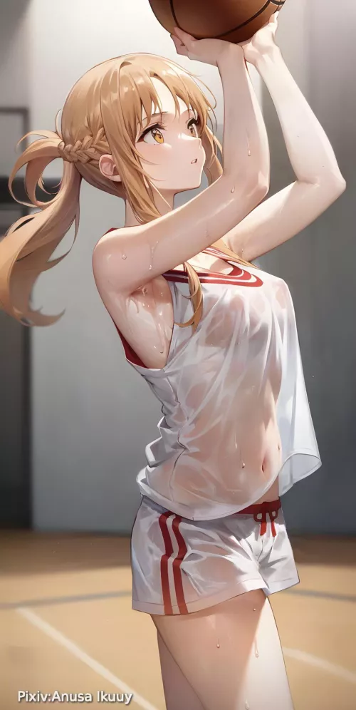 Asuna playing basketball by DroopFilm