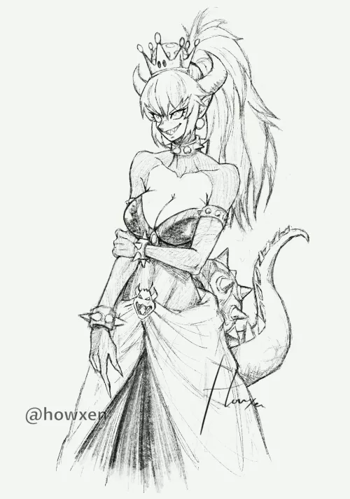 Bowsette sketch 1 by Howxen