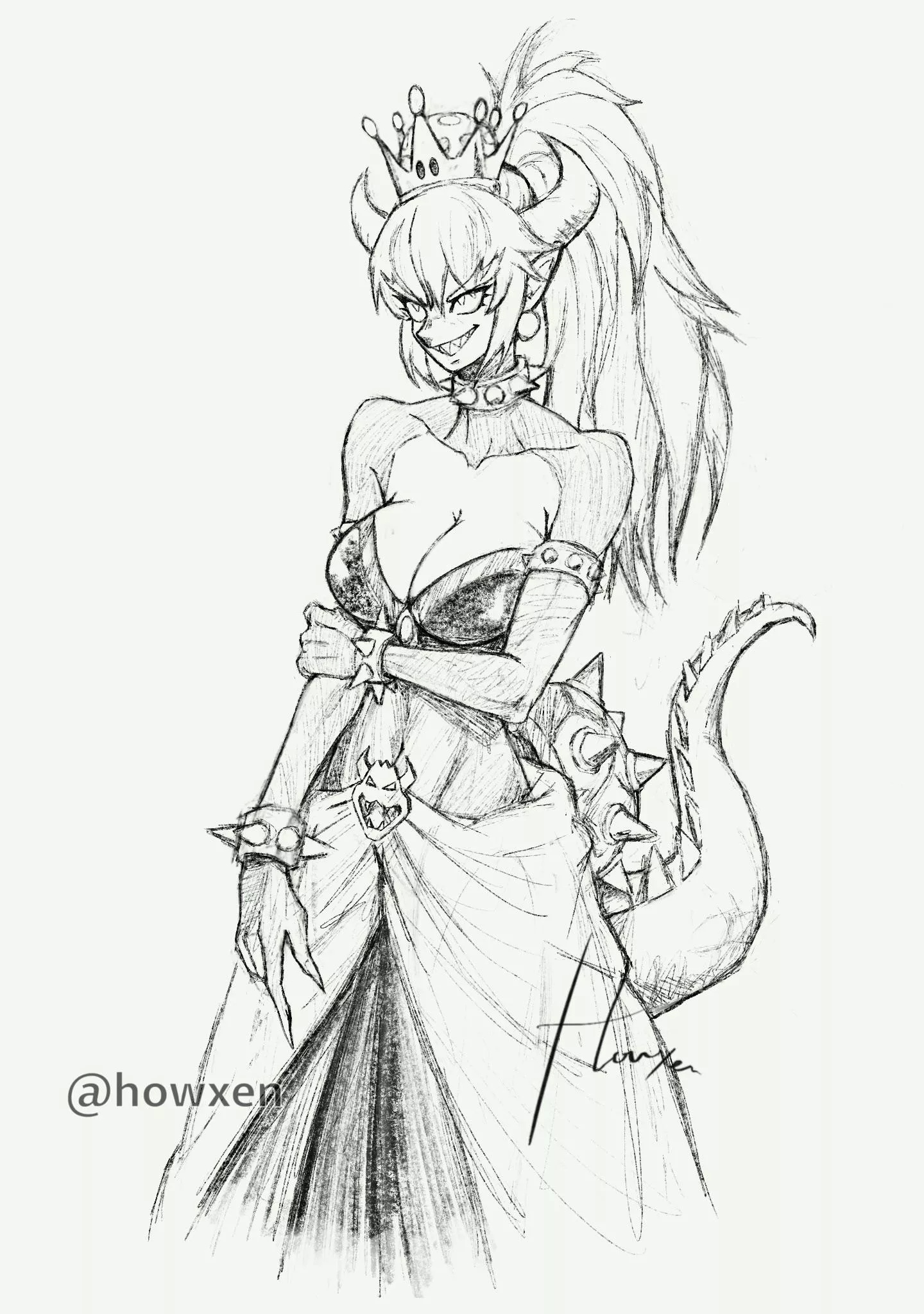Bowsette sketch 1 posted by Howxen